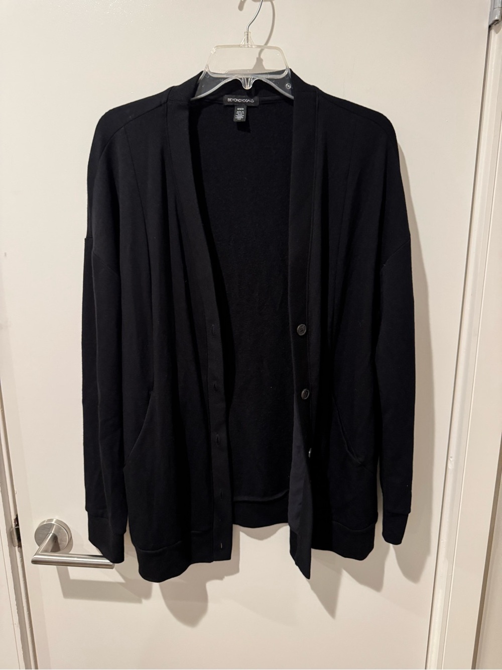 Beyond Yoga Women's Black Button-Front Cardigan Size Medium